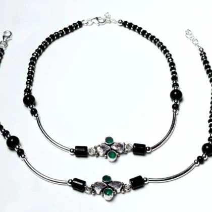 Cut stone Green and white anklet