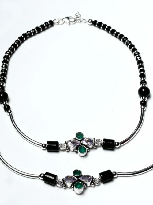 Cut stone Green and white anklet
