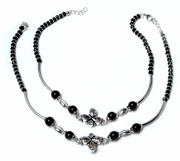 Cut stone Crystal black anklet - Image 2
