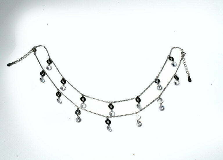 Pure Silver Queen Anklet with American Diamond Drops - Image 2