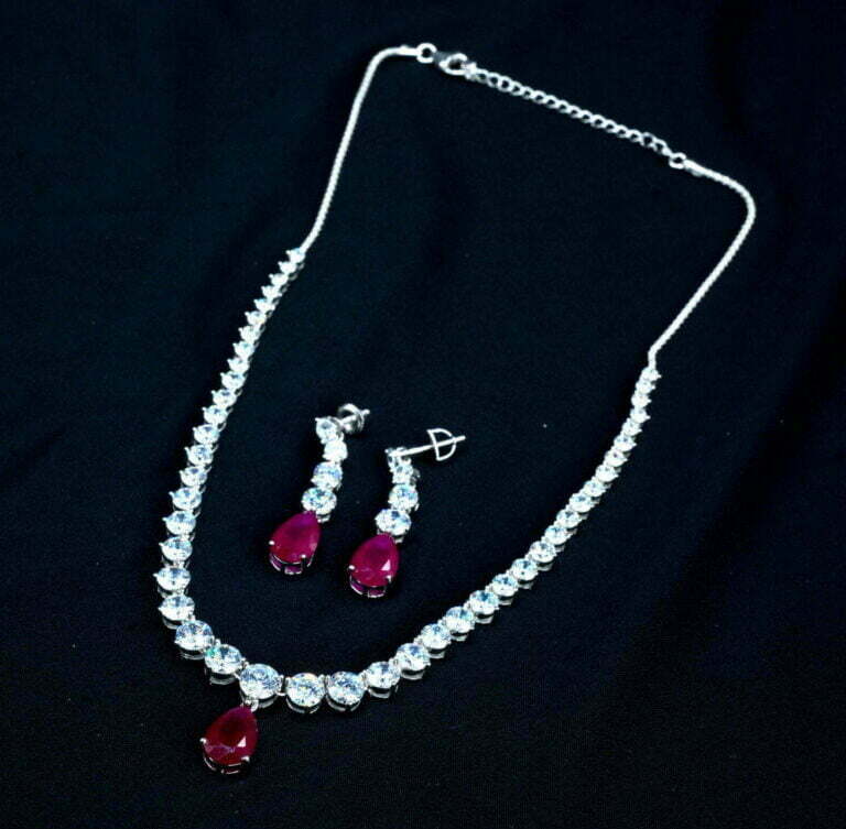 Solitaire ruby drop necklace set