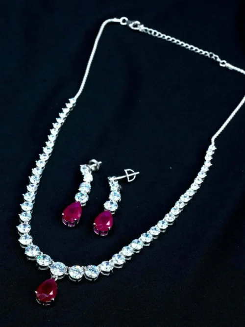 Solitaire ruby drop necklace set