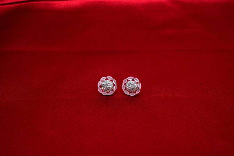 Pink Russian stone silver stud