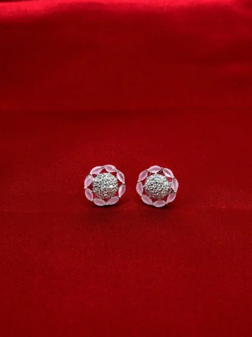 Pink Russian stone silver stud