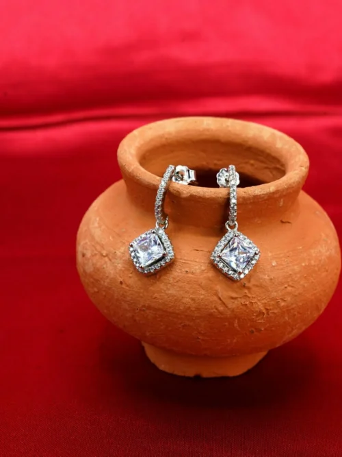 Halo square drop alia earrings