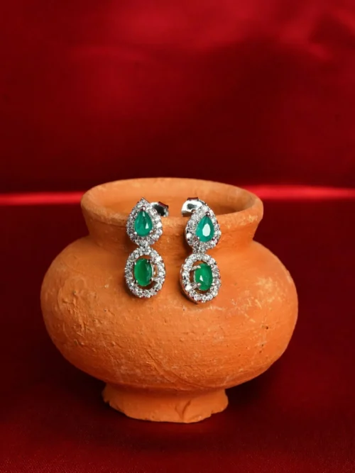 Green badam long earrings