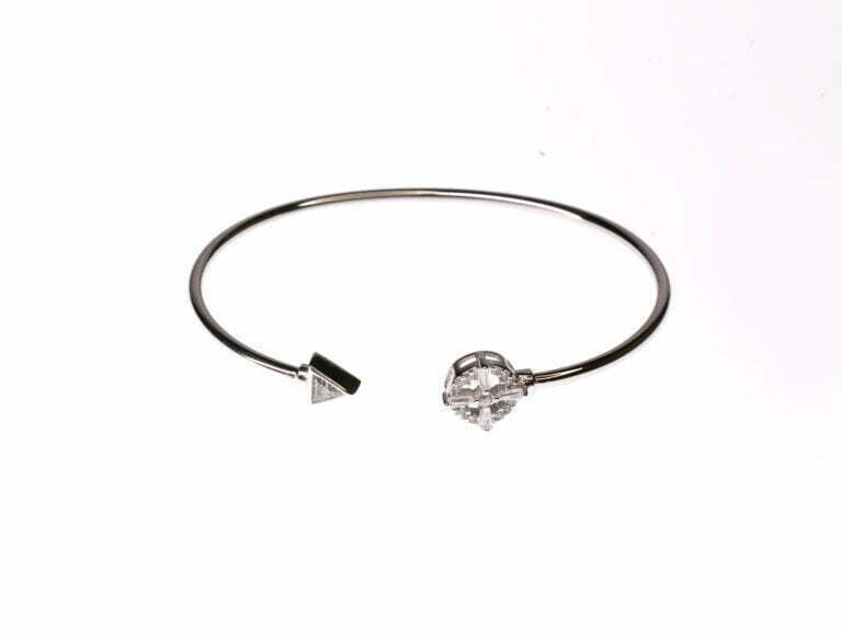 Silver Round Stone Kada with  Arrow Design