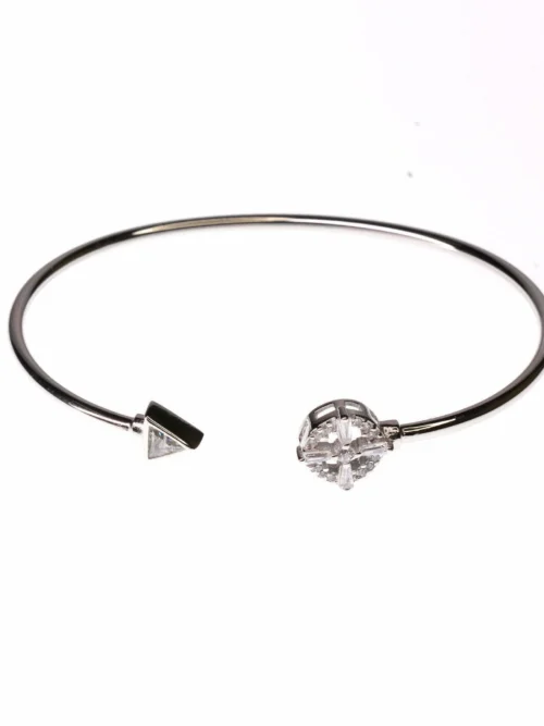 Silver Round Stone Kada with  Arrow Design