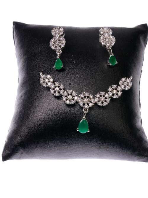 Designer Nakshatra round flower green drop setr