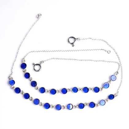 Blue stone silver payal