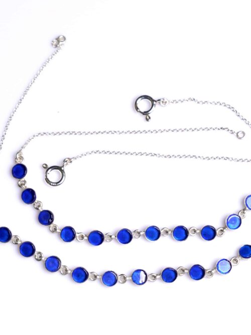 Blue stone silver payal