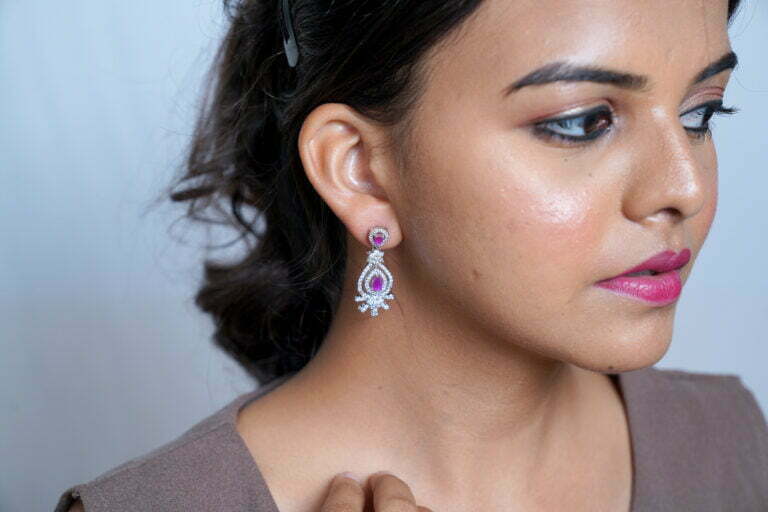Pink stone long earring - Image 2