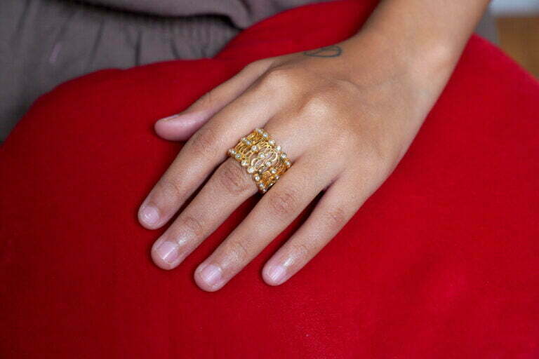 2 in 1 Gold Plated Kada cum Ring Bracelet - Image 2