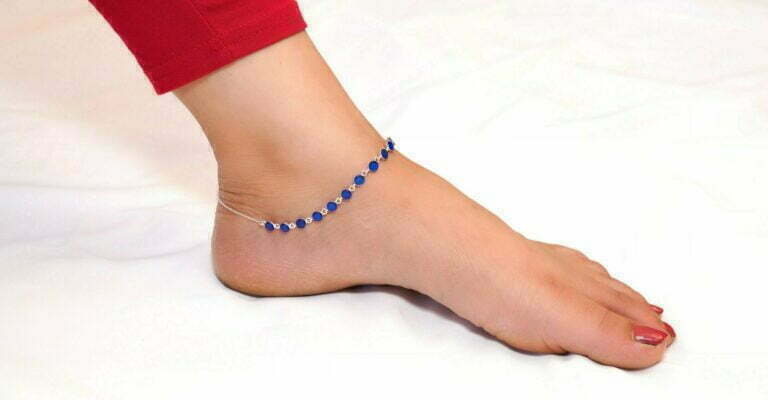 Blue stone silver payal - Image 2