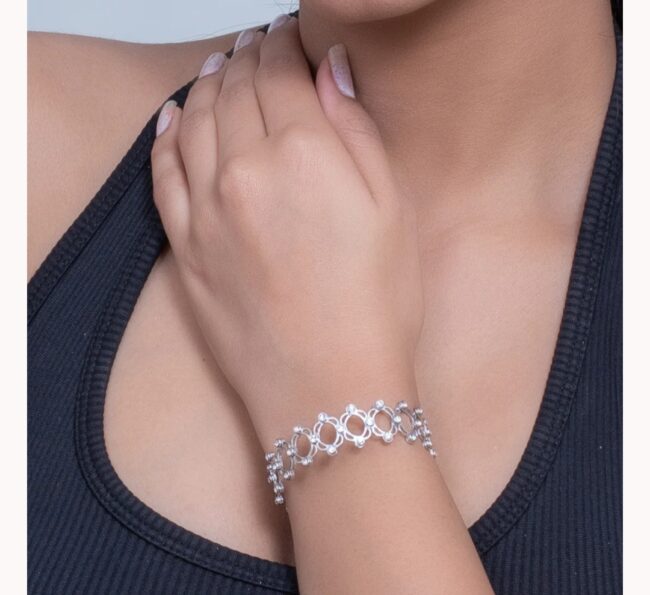 Pure Silver 2 in 1 Silver Kada cum Ring - Image 3