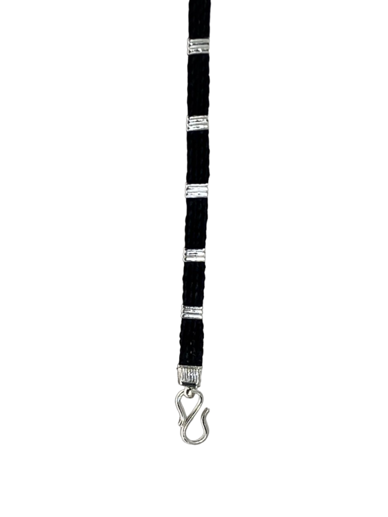 Black thread silver Thin Nazariya Anklet - Image 3