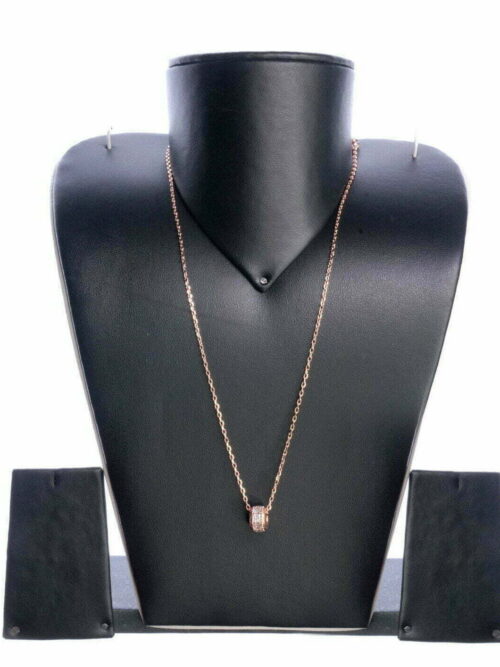 Pure Silver Stone round rose gold chain