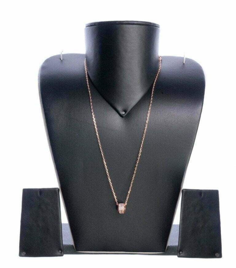 Pure Silver Stone round rose gold chain