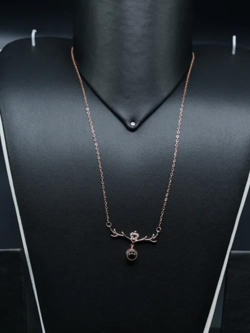 Pure Silver Rose gold deer chain with multiple names and words