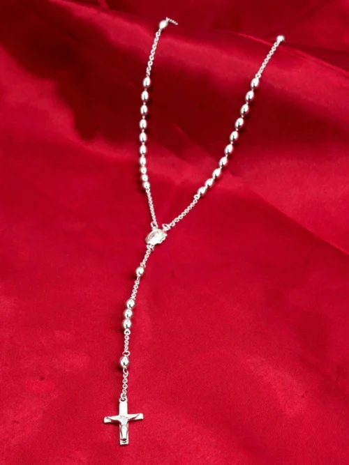 SILVER ROSARY CHAIN  OVAL Shape