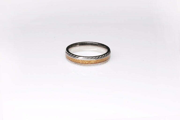 Gold Plated Band Cutting Pure Silver Ring