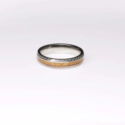 Gold Plated Band Cutting Pure Silver Ring