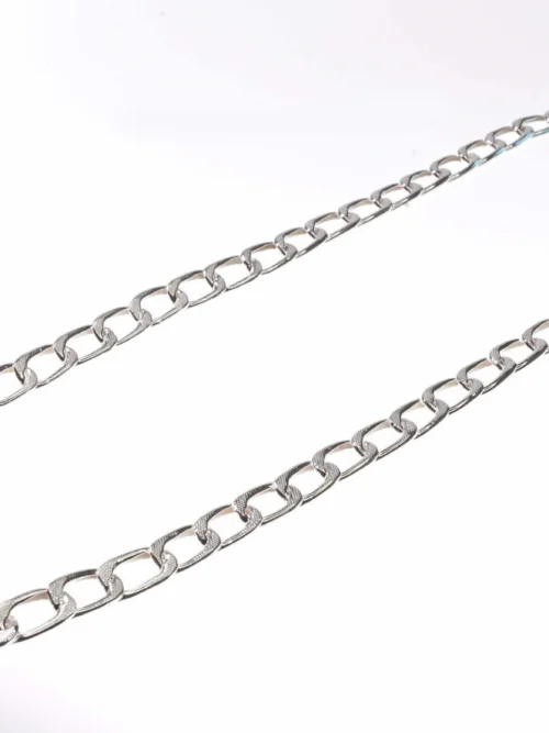 Broad Hollow Tendulkar Silver  Chain