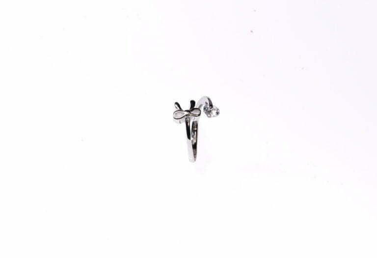 Butterfly White Stone Silver Adjustable Ring