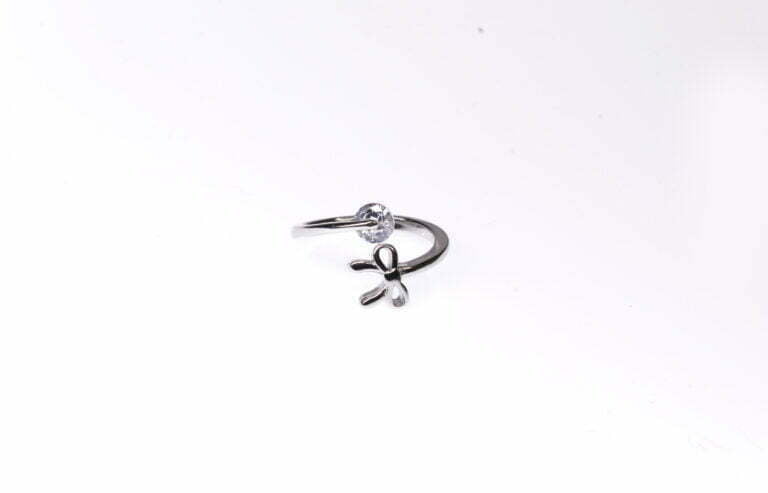 Butterfly White Stone Silver Adjustable Ring - Image 2