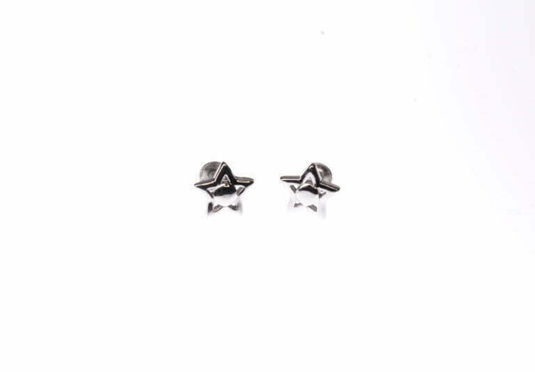 Pure Silver Plain Star Stud