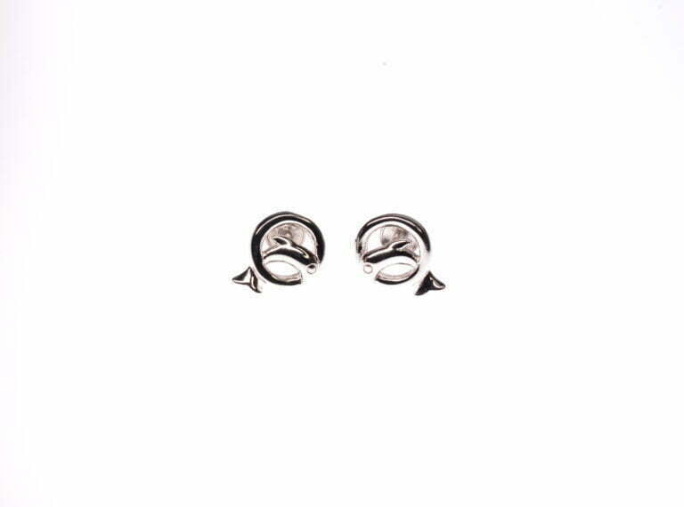 Pure Silver Dolphin Round Studs Earrings