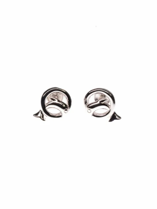 Pure Silver Dolphin Round Studs Earrings