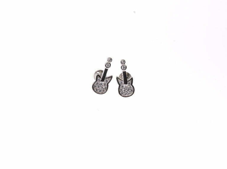 Guitar silver Studs Earrings