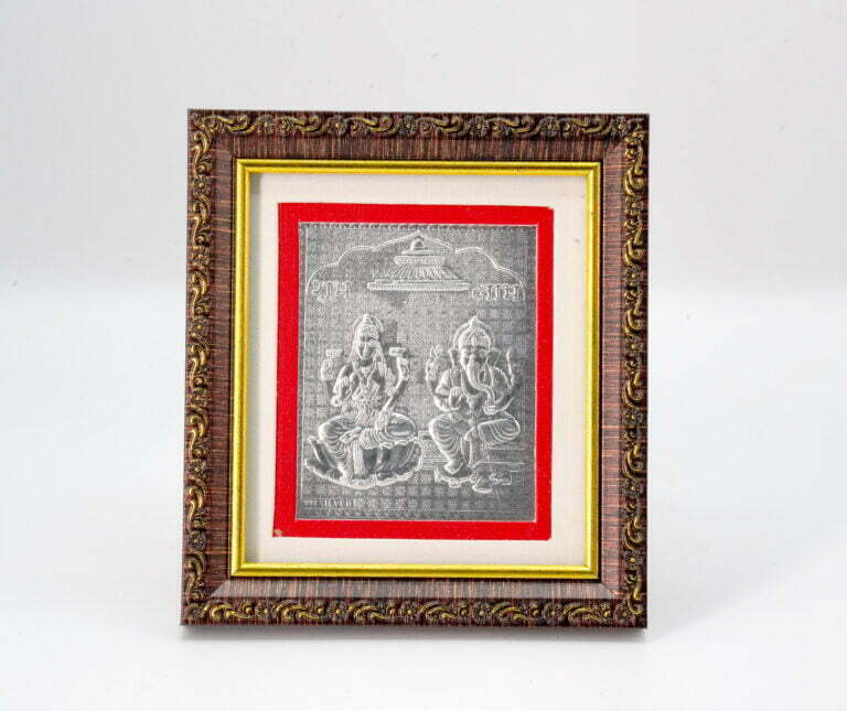 Lakshmi, Ganpati Pure Silver Wooden Frame