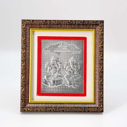 Lakshmi, Ganpati Pure Silver Wooden Frame