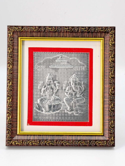 Lakshmi, Ganpati Pure Silver Wooden Frame