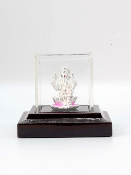 Pure Silver Ganpati Idol Show Piece in Wooden box