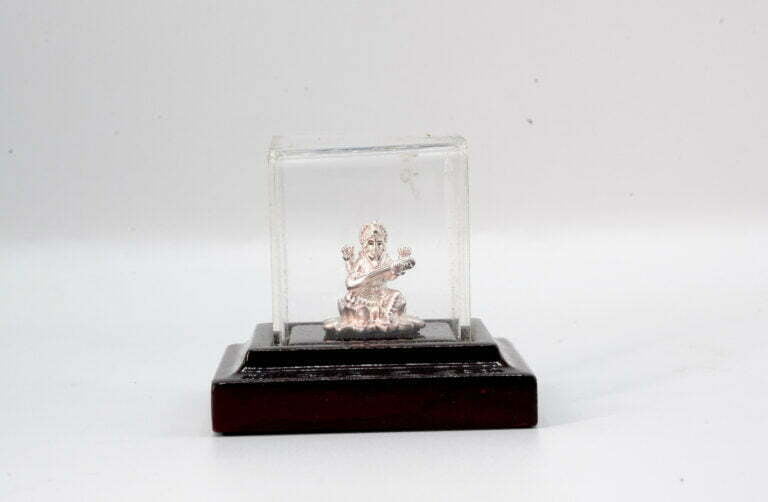 Pure Silver Saraswati Idol Show Piece in Wooden box