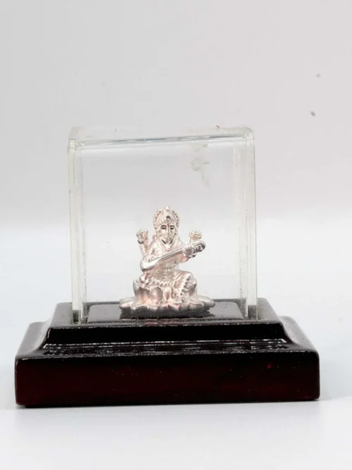 Pure Silver Saraswati Idol Show Piece in Wooden box