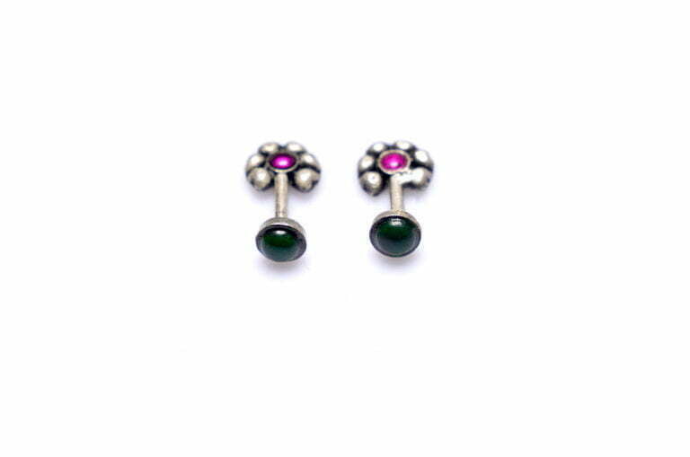 Pure Silver Heart Ruby Colour Bugadi - Image 2