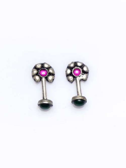 Pure Silver Heart Ruby Colour Bugadi