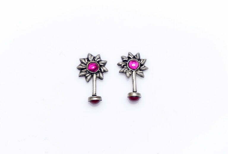 Pure Silver oxidised  Ruby Colour Bugadi