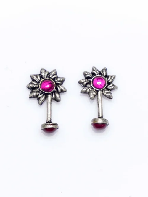Pure Silver oxidised  Ruby Colour Bugadi