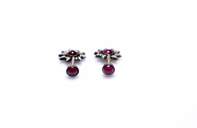 Pure Silver oxidised  Ruby Colour Bugadi - Image 2