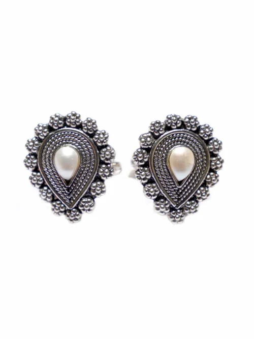 Oxidise Pearl Maharani Toe Ring