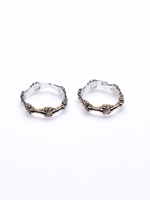 Marcasite stone Flower Toe Ring