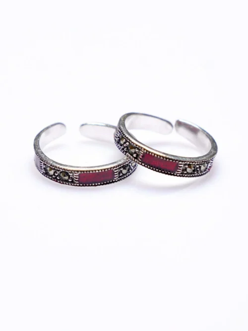 Red Enamel Toe Ring