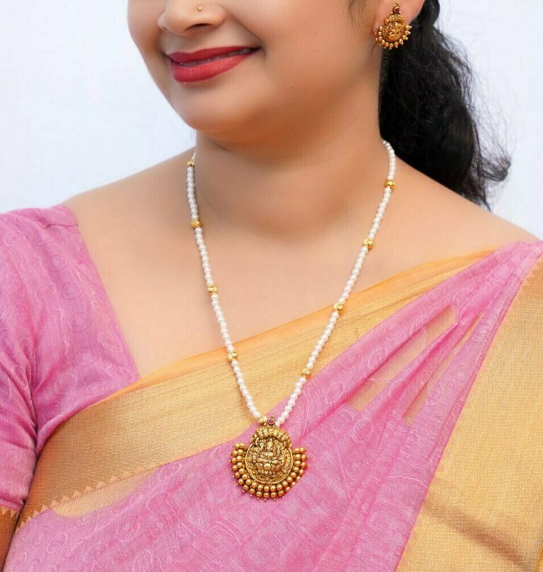 Antique Finish sterling Pure silver laxmi necklace set - Image 2