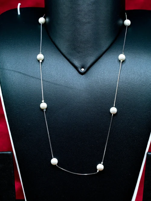 Pure Silver Pearl chain single line