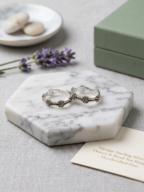 92.5 Silver Marcasite Stone Flower Toe Ring